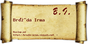 Bréda Irma névjegykártya